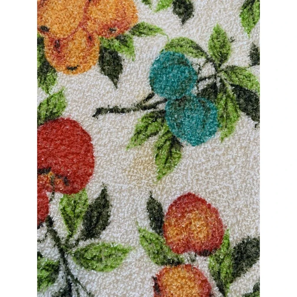 Vintage Farmhouse TableCloth Fruit Cherries Pears Apples 60s Large 50
